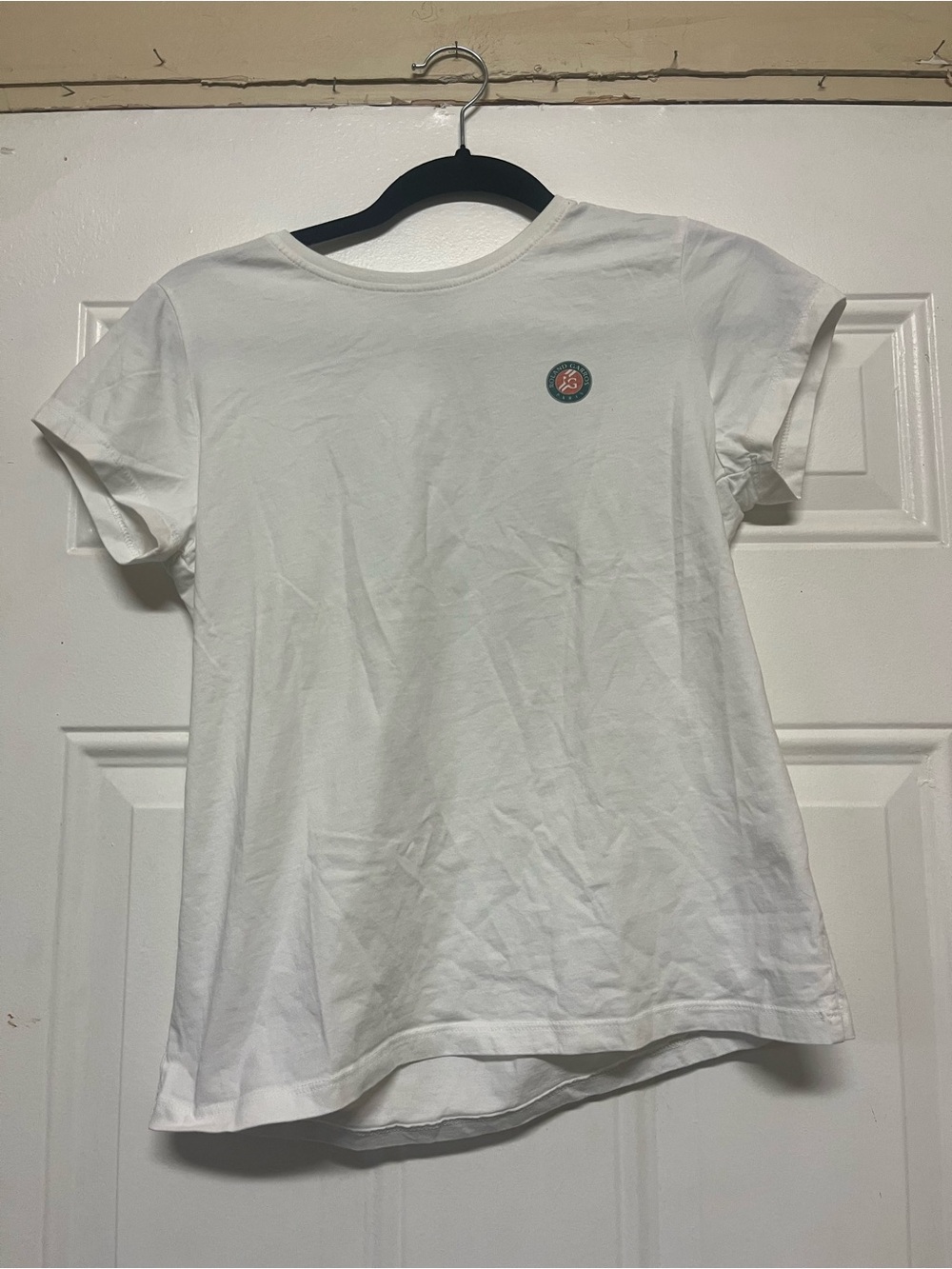 Women’s White Crew Neck T-Shirt with Small Chest Patch
